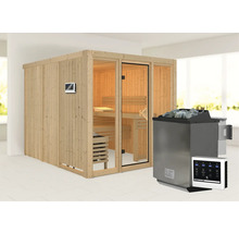 Sauna en bois avec poêle de sauna et panneau de commande numérique