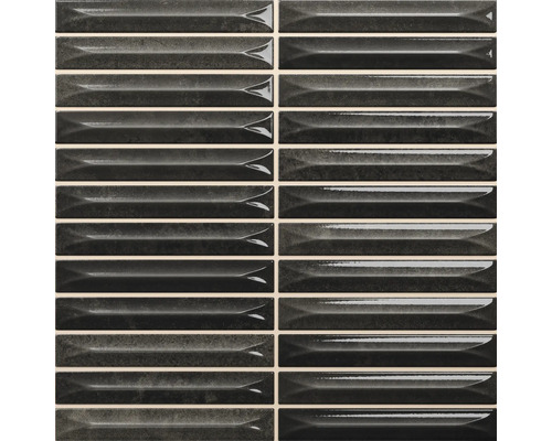 Wandfliese Nairobi Arrow black 20x20cm Muster aus schwarzen, länglichen Steingutfliesen