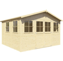 Abri de jardin en bois avec fenêtres et double porte