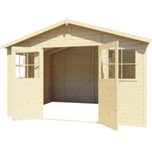 Abri de jardin en bois avec double porte et fenêtres