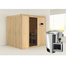 Sauna en bois avec poêle de sauna et commande
