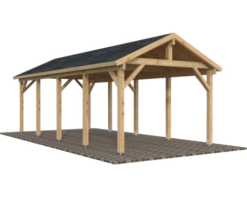 Carport simple Palmako Robert 23,1 m² 315 x 732 cm doté d'un vernissage par immersion marron Carport simple Palmako Robert 23,1 m² 315 x 732 cm doté d'un vernissage par immersion marron