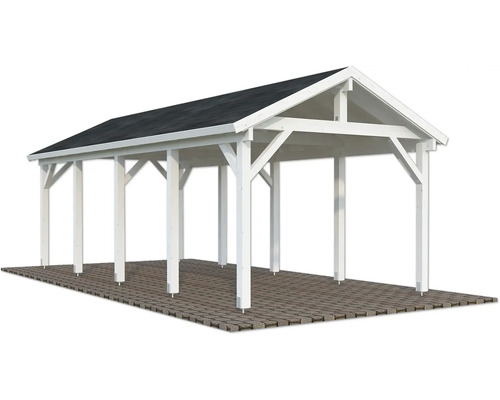 Carport simple Palmako Robert 23,1 m² 315 x 732 cm doté d'un vernissage par immersion blanc Carport simple Palmako Robert 23,1 m² 315 x 732 cm doté d'un vernissage par immersion blanc