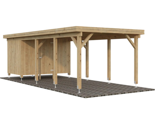 Einzelcarport Palmako Karl 23,1 m² inkl. Geräteraum 315 x 732 cm tauchgrundiert braun Einzelcarport Palmako Karl 23,1 m² inkl. Geräteraum 315 x 732 cm tauchgrundiert braun