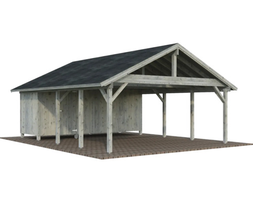 Doppelcarport Palmako Robert 40,6 m² inkl. Geräteraum 555 x 363 cm tauchgrundiert grau Doppelcarport Palmako Robert 40,6 m² inkl. Geräteraum 555 x 363 cm tauchgrundiert grau