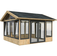 Pavillon Palmako Isabella 14,7 m² inkl. Fussboden 401 x 401 cm tauchgrundiert braun