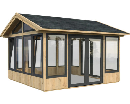 Pavillon Palmako Isabella 14,7 m² inkl. Fussboden 401 x 401 cm tauchgrundiert braun