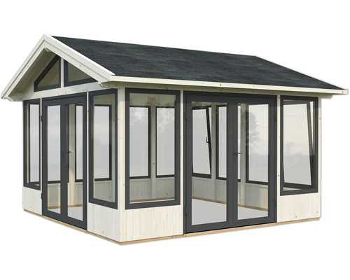 Maison de jardin en bois avec fenêtres et double porte