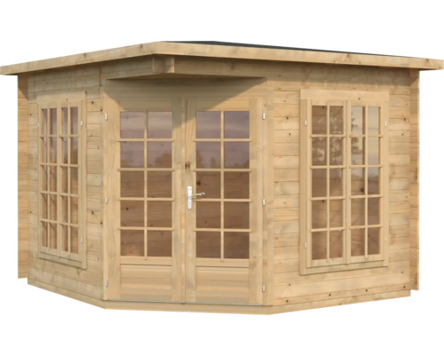 Pavillon Palmako Melanie Low 7 m² 300 x 300 cm apprêt par immersion marron Abri de jardin en bois avec fenêtres et double porte