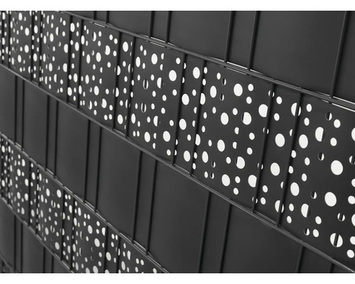 Gros plan d''un écran de confidentialité noir avec des découpes circulaires