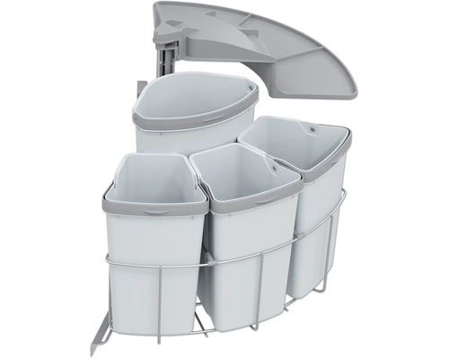 Système de tri des déchets avec plusieurs conteneurs et un cadre métallique pour l''élimination des déchets