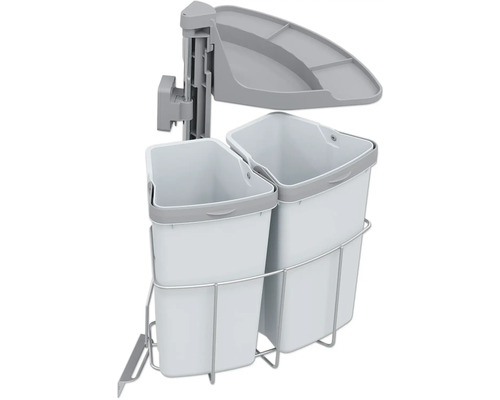 Système de tri des déchets avec deux bacs et plateau de rangement