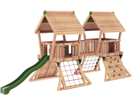 Tour de jeux avec toboggan, mur d''escalade et filet d''escalade pour le jardin