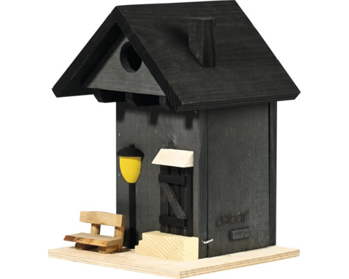 Nichoir pour oiseaux dobar bois anthracite noir