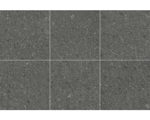 Sechs graue Bodenfliesen mit strukturierter Oberfläche
