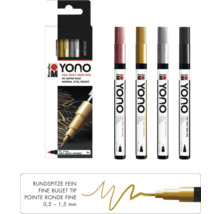 Marabu Yono Metallic Marker Set mit vier Acrylmarkern in verschiedenen Metallic-Farben