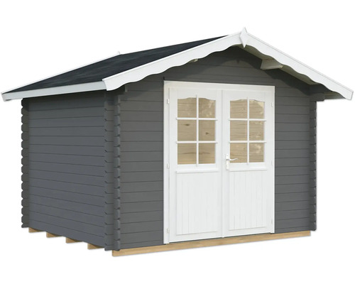 Abri de jardin Palmako Vivian 6,9 m² avec plancher 363 x 290 cm gris foncé blanc Abri de jardin avec double porte et toit à deux pans