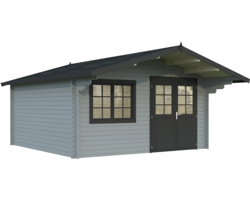 Abri de jardin Palmako Britta 17,5 m² 488 x 580 cm gris clair anthracite Abri de jardin avec double porte et fenêtre