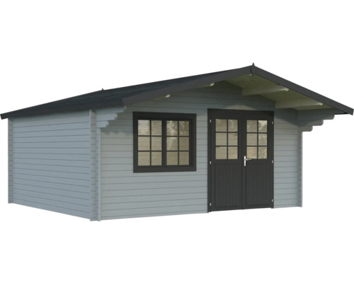 Abri de jardin Palmako Britta 19,7 m² 516 x 579 cm gris clair anthracite Abri de jardin en bois avec fenêtre et double porte