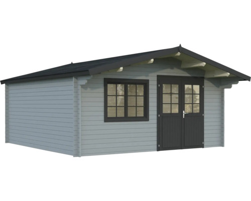 Abri de jardin Palmako Britta 22,3 m² 516 x 594 cm gris clair anthracite Abri de jardin avec fenêtre et double porte