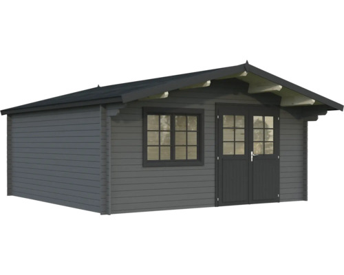 Abri de jardin Palmako Britta 22,3 m² 516 x 594 cm gris foncé anthracite Abri de jardin avec fenêtre et double porte