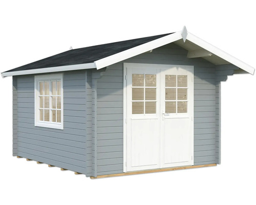 Abri de jardin Palmako Sally 10,2 m² avec plancher 362 x 440 cm gris clair anthracite Abri de jardin avec double porte et fenêtre