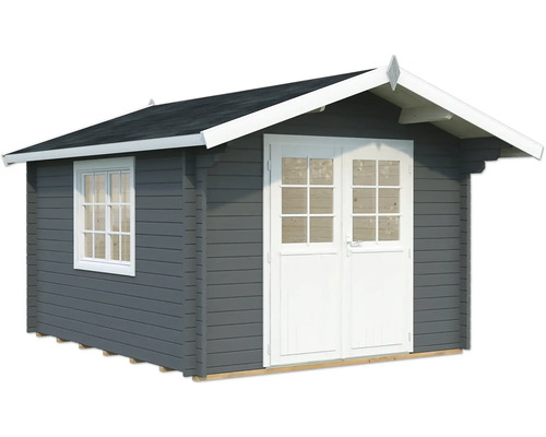 Abri de jardin Palmako Sally 10,2 m² avec plancher 362 x 440 cm gris foncé blanc Abri de jardin gris avec fenêtre et double porte