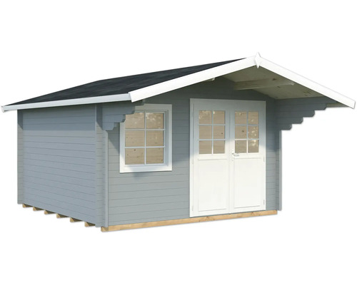 Abri de jardin Palmako Sally 12,3 m² avec plancher 426 x 530 cm gris clair anthracite Abri de jardin en bois avec fenêtre et double porte
