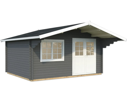 Gartenhaus Palmako Sally 15,5 m² inkl. Fussboden 515 x 530 cm dunkelgrau-weiss Gartenhaus mit Fenster und Doppeltür