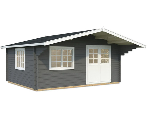 Gartenhaus Palmako Sally 19,1 m² inkl. Fussboden 577 x 560 cm dunkelgrau-weiss Gartenhaus mit Fenster und Doppeltür