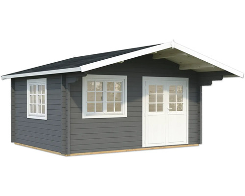 Gartenhaus Palmako Helena 15,1 m² inkl. Fussboden 514 x 524 cm dunkelgrau-weiss Holzgartenhaus mit Fenster und Doppeltür