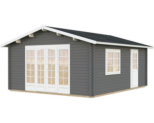 Gartenhaus Palmako Irene 23,9 m² inkl. Fussboden 514 x 598 cm dunkelgrau-weiss Gartenhaus aus Holz mit Fenster und Doppeltür