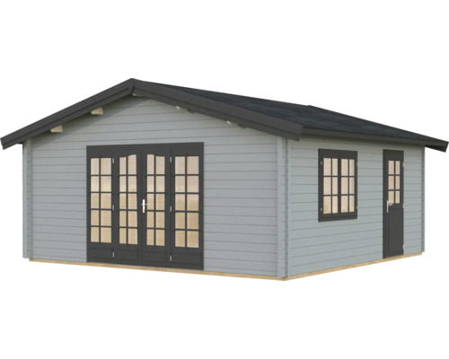 Gartenhaus Palmako Irene 27,7 m² inkl. Fussboden 622 x 598 cm hellgrau-anthrazit