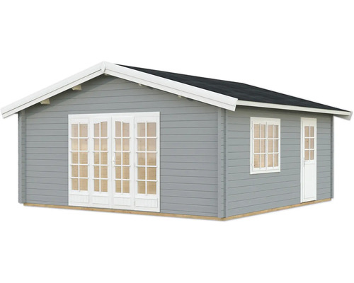 Abri de jardin Palmako Irene 27,7 m² avec plancher 622 x 598 cm gris clair blanc Abri de jardin avec porte double, fenêtre et porte latérale