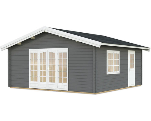 Abri de jardin Palmako Irene 27,7 m² avec plancher 622 x 598 cm gris foncé blanc Abri de jardin avec double porte, fenêtre et porte latérale.
