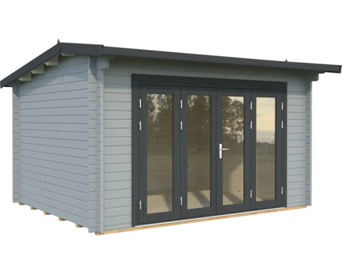 Gartenhaus Palmako Ines 11,1 m² Bifold inkl. Fussboden 434 x 379 cm hellgrau-anthrazit