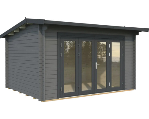 Gartenhaus Palmako Ines 11,1 m² Bifold inkl. Fussboden 434 x 379 cm dunkelgrau-anthrazit