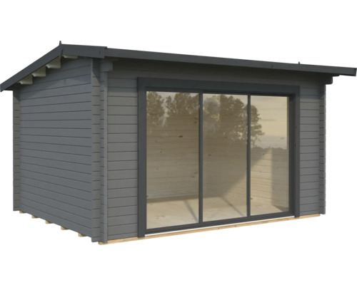 Gartenhaus Palmako Ines 11,1 m² Slide inkl. Fussboden 434 x 379 cm dunkelgrau-anthrazit