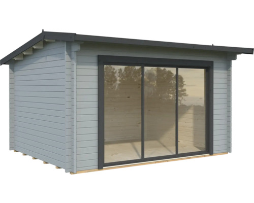 Gartenhaus Palmako Ines 11,1 m² Slide Plus inkl. Fussboden 434 x 379 cm hellgrau-anthrazit
