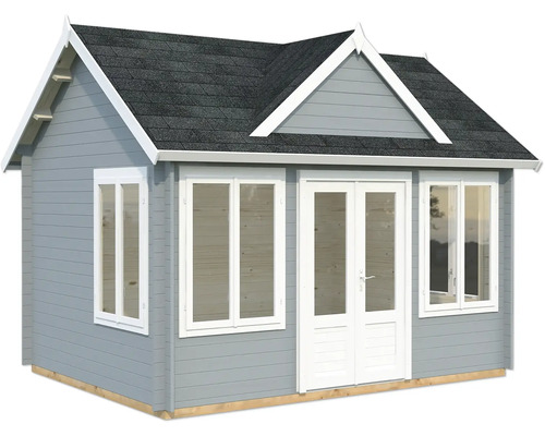 Abri de jardin Palmako Claudia 11,5 m² avec plancher 444 x 354 cm gris clair blanc