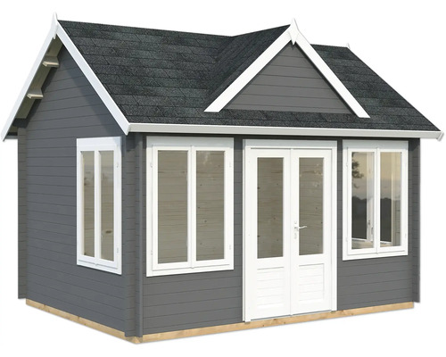 Abri de jardin Palmako Claudia 11,5 m² avec plancher 444 x 354 cm gris foncé blanc