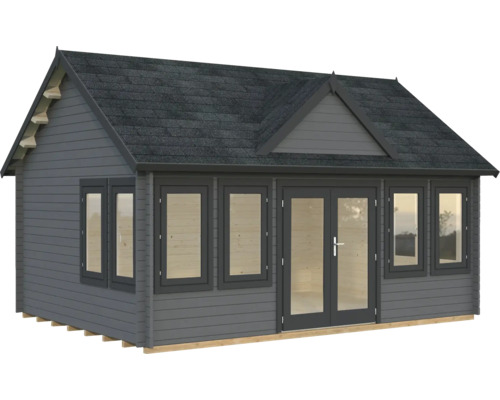 Gartenhaus Palmako Claudia 19,4 m² inkl. Fussboden 574 x 424 cm dunkelgrau-anthrazit