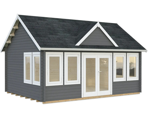 Abri de jardin Palmako Claudia 19,4 m² avec plancher 574 x 424 cm gris foncé blanc