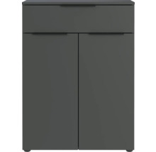 Grauer Badezimmerschrank mit Schublade und zwei Türen