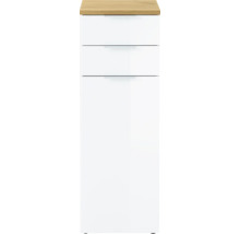 Badezimmerschrank mit zwei Schubladen und Holzplatte