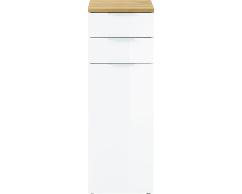 Germania Midischrank GW-PESCARA BxHxT 39 x 112 x 34 cm Frontfarbe weiss/navarra eiche Badezimmerschrank mit zwei Schubladen und Holzplatte