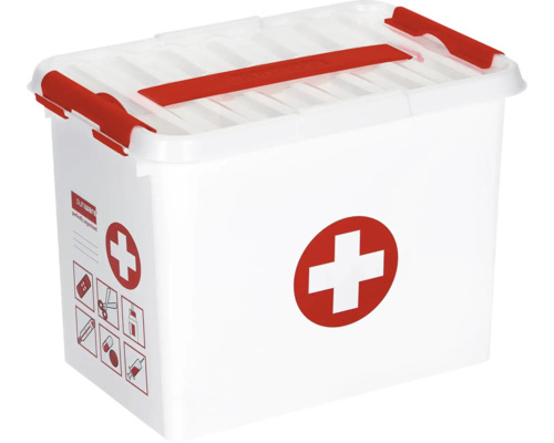 Trousse de premiers secours en plastique avec croix rouge