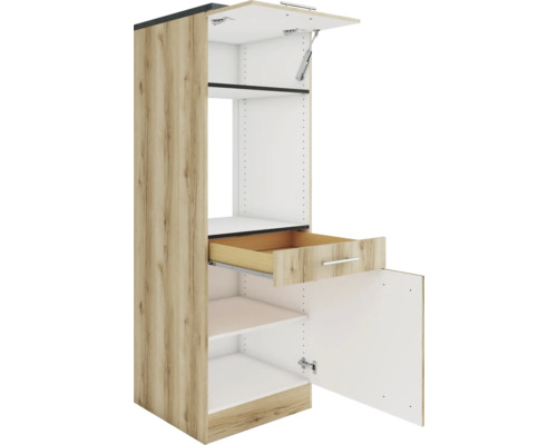 Armoire haute ouverte avec tiroir et étagères