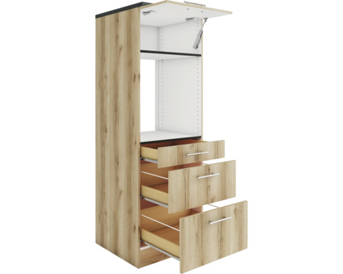 Armoire de cuisine avec éléments coulissants et porte pivotante