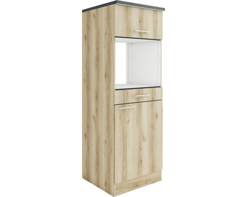 Meuble pour appareils encastrables Optifit pour microondes Livorno290 lxpxh 60 x 60 x 174,4 cm chêne sauvage mat démonté tirant réversible (montage à gauche ou à droite)